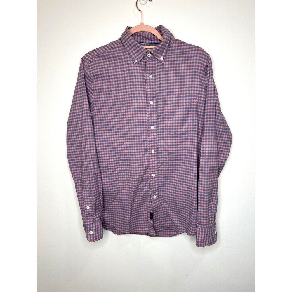 Faherty Button Down Men's Stretch Oxford Shirt Small Gingham Check Pink Plaid S
